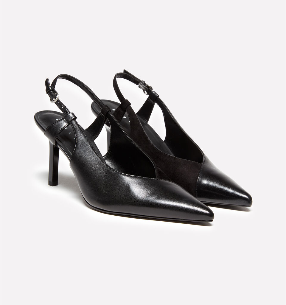 Black slingbacks in 100% leather - women's heels - Black | Sisley image number 1